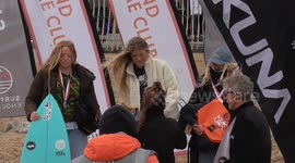 Surfing England National Championships, Winners Rostrum, Fistral Beach, Cornwall, UK