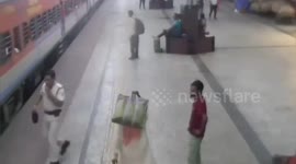 Hero guard saves passenger falling from moving train carriage in India