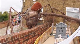 Spook-tacular Halloween house featuring a giant spider seen in Kent, UK
