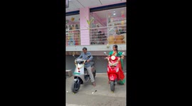 Sideways Scooter Bumps Into Friend