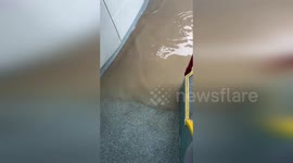 Floodwater Pours Into Seville Bus As Storm Batters City