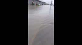 Heavy rain triggers severe flooding in Mercasevilla, Seville, Spain