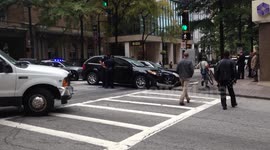 Hit and run car crash down town Atlanta, GA