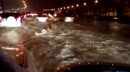 فيضان طريق الملك خالد بالماء Flood in ksa