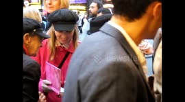 Sylvester McCoy signs for fans at press night at Wyndham's theatre