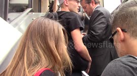 Sofia Vergara and her husband Joe Manganiello get mobbed by paparazzi at LAX Airport