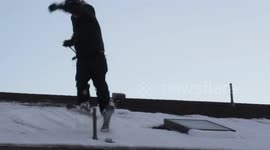 Ski Fail - Bill Blatt skies off roof and stacks the landing