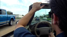 Funny dashcam capture of highly impatient woman.