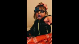 Toddler dances to snapchat filter