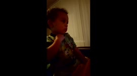 Funny baby falls asleep