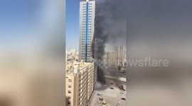 Fireworks used on wedding set skyscraper on fire