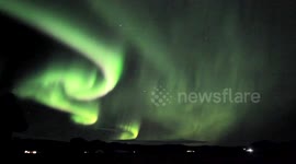Spectacular aurora borealis observed in southern Iceland