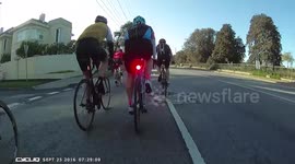 Cyclist error causes nasty pile-up