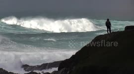 UK Weather, Halloween Storm watchers monitor the huge swells hitting the West coast of Britain, Wind: Cyclonic 7 to severe gale 9, occasionally storm 10 at first, becoming southwest 5 to 7 later. Sea State: High or very high, becoming very rough later. We