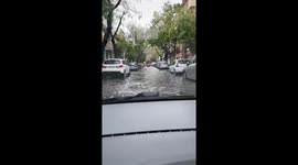 Severe flooding inundates streets after heavy rain in Seville, Spain