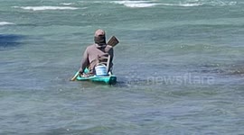 Brave, fishermen from Gili Ketapang Island, Probolinggo, ride on styrofoam