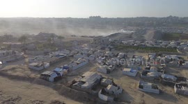 Drone footage shows tent camps shelter displaced families in central Gaza
