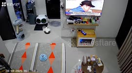 Gas cylinder explosion caught on security camera in Bogor, Indonesia