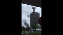 Typhoon Megi blows scaffolding off building in Taiwan, injuring three