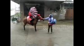 Couples in China press ahead with rainy weddings despite Typhoon Megi