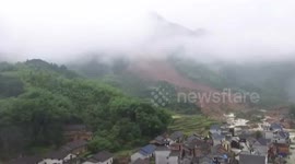 丽水苏村山体滑坡现场航拍