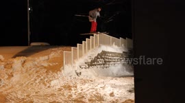 Skier impaled by metal railing