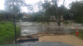 Newsflare Edit - Floodwater gushes through Barossa Valley, South Australia