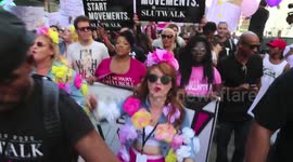 Celebrities and protesters join Amber Rose for her 'Slutwalk' in Los Angeles
