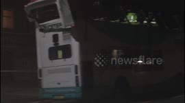 Roof of double decker bus ripped off in London