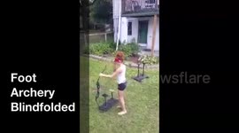 Foot Archery Blindfolded
