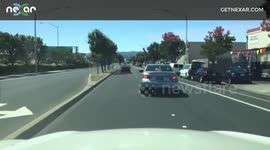 Angry driver swerves to block car behind