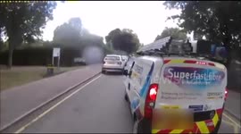 Cyclist thrown off bike after colliding with overtaking van in London