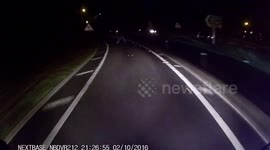 Hitchhiker almost gets run over on unlit road