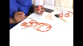 Nigerian artist paints KFC logo with ketchup