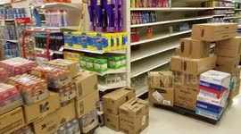 Shelves being restocked at Target for Hurricane Matthew