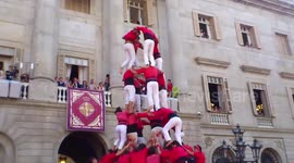 4de9f by Castellers de Barcelona during Mercè Festival 2016 in Barcelona.