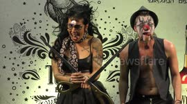 Jelly Boy The Clown swallow scissors together during Freak Show