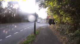 Taxi pulls out of Petrol Station with out looking for the Cycle Path
