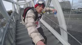 Staying Hydrated while Skiing Down Stairs