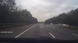 Ford Fiesta driver spins out on motorway and has a lucky escape