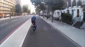 Newsflare Edit - Car caught driving down dedicated cycle lane in London