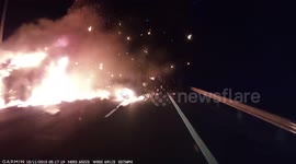 Shocking lorry tyre explosion caught on camera