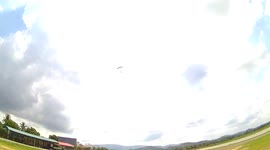 Skydiver kicks GoPro hard as he lands