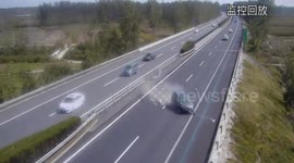 Car overtaking on motorway causes crash