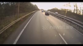 Lorry ploughes into a stationary car so fast the driver was thrown from his own car
