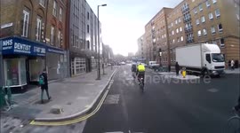 Cyclist knocked over by motorbike
