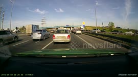 bike accident on MKAD russian highway dashcam video