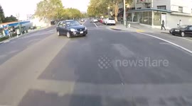 Nasty accident involving car and motorcyclist