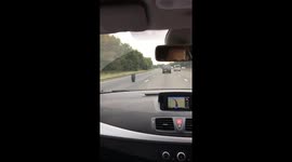 Tyre spotted rolling down UK road