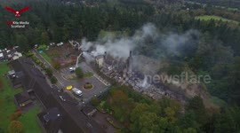 Historic Glen O'Dee Hospital in Royal Deeside Destroyed by Major Blaze - Drone Footage